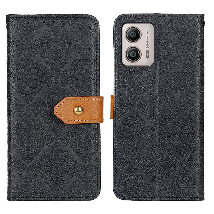 For Motorola Moto G53 5G European Floral Embossed Flip Leather Phone Case