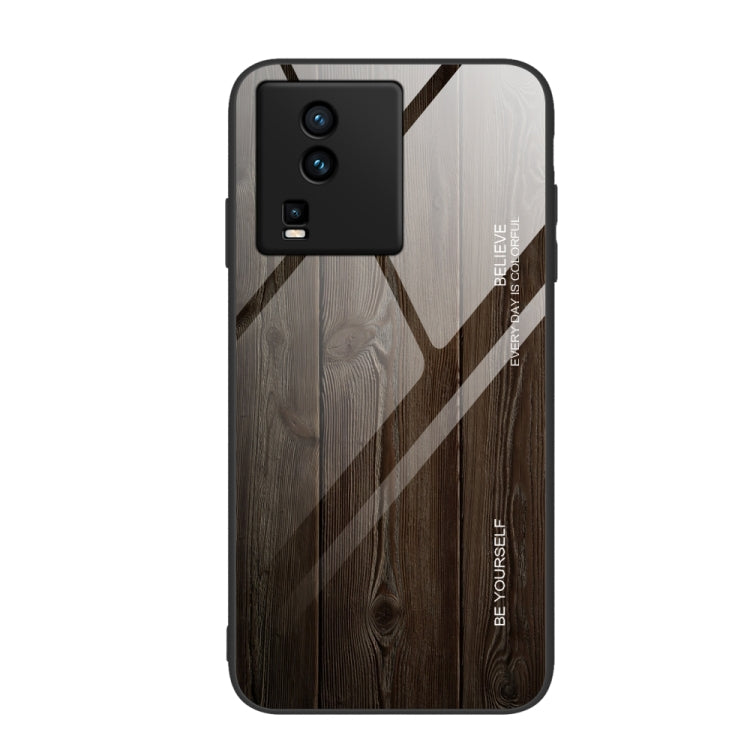 For vivo iQOO Neo7 Wood Grain Glass Phone Case