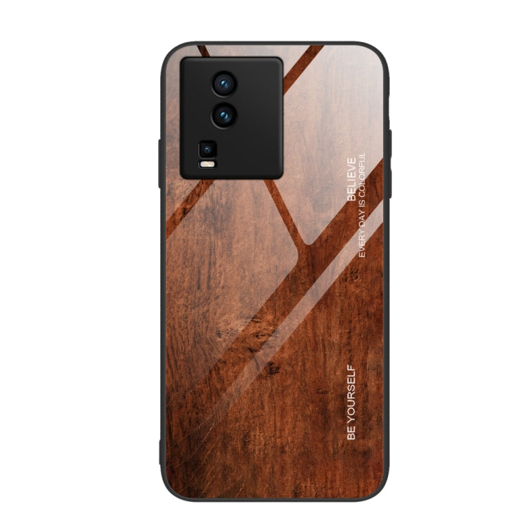 For vivo iQOO Neo7 Wood Grain Glass Phone Case