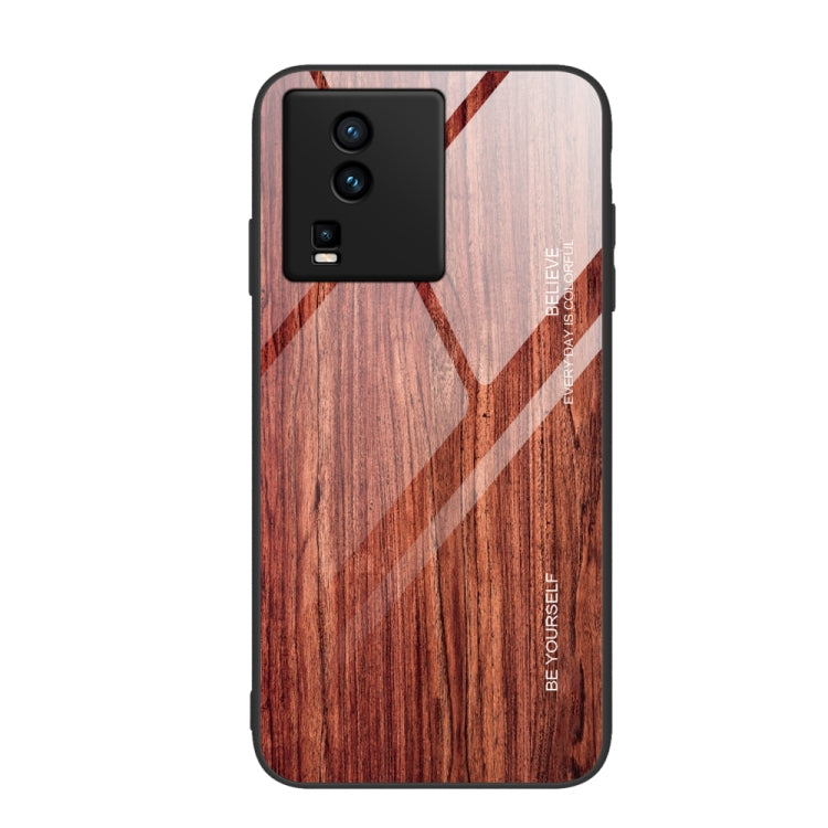 For vivo iQOO Neo7 Wood Grain Glass Phone Case