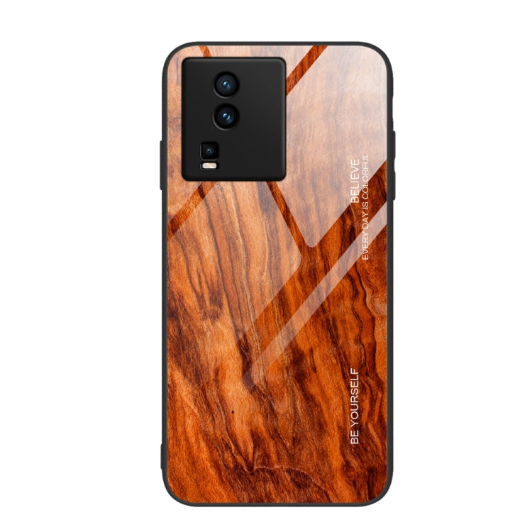 For vivo iQOO Neo7 Wood Grain Glass Phone Case