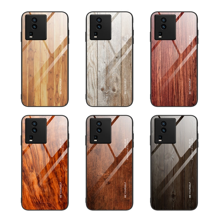 For vivo iQOO Neo7 Wood Grain Glass Phone Case