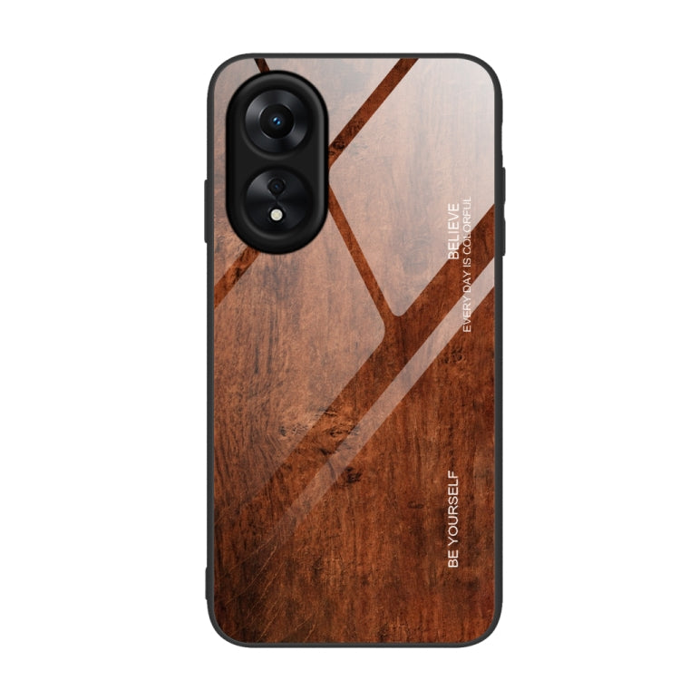 For OPPO A17 Wood Grain Glass Phone Case