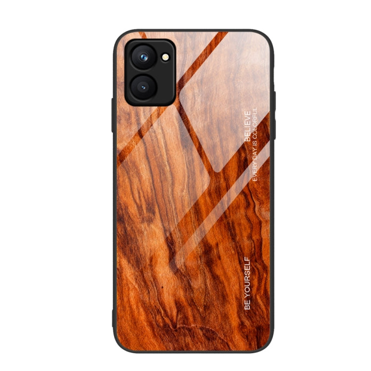 For Realme C33 Wood Grain Glass Phone Case