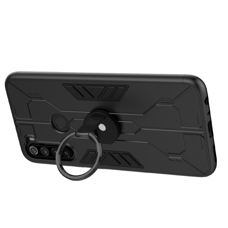 For Xiaomi Redmi Note 8 Tank Three-stage Splicing Shockproof TPU + PC + Metal Case with Ring Holder(Black)