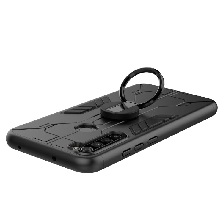 For Xiaomi Redmi Note 8 Tank Three-stage Splicing Shockproof TPU + PC + Metal Case with Ring Holder(Black)
