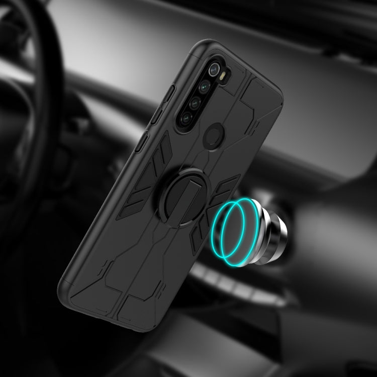 For Xiaomi Redmi Note 8 Tank Three-stage Splicing Shockproof TPU + PC + Metal Case with Ring Holder(Black)