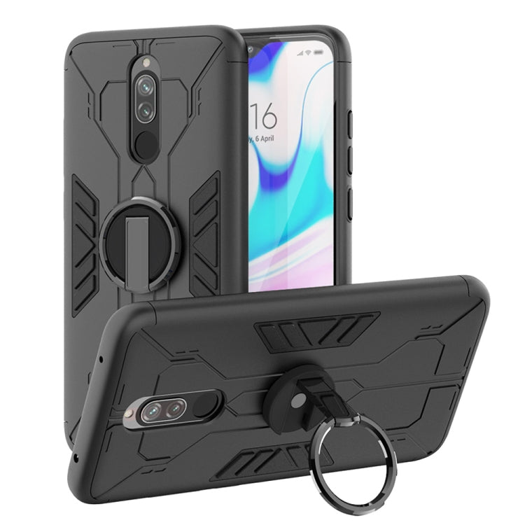 For Xiaomi Redmi 8 / 8A Tank Three-stage Splicing Shockproof TPU + PC + Metal Case with Ring Holder