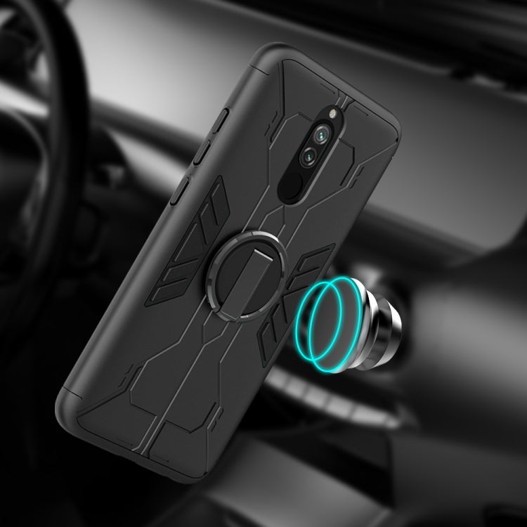 For Xiaomi Redmi 8 / 8A Tank Three-stage Splicing Shockproof TPU + PC + Metal Case with Ring Holder