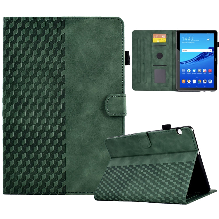 For Huawei MatePad T5 10.0 Rhombus Embossed Leather Smart Tablet Case