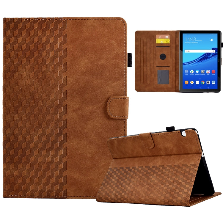 For Huawei MatePad T5 10.0 Rhombus Embossed Leather Smart Tablet Case