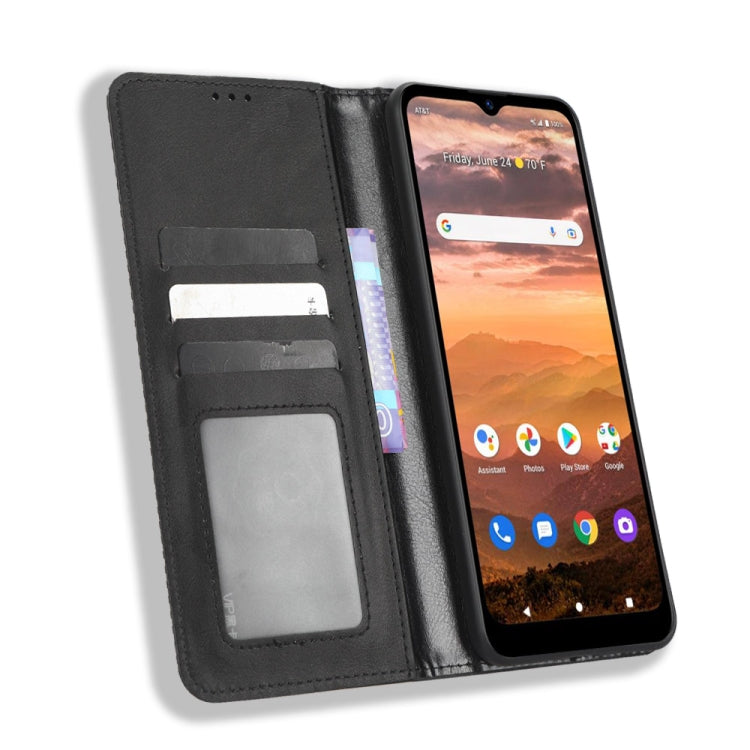 For AT&T Motivate Max U668AA / Cricket Ovation 3 Magnetic Buckle Retro Texture Leather Phone Case