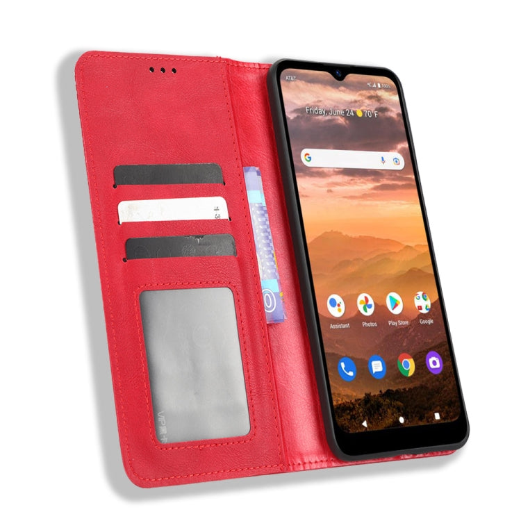 For AT&T Motivate Max U668AA / Cricket Ovation 3 Magnetic Buckle Retro Texture Leather Phone Case