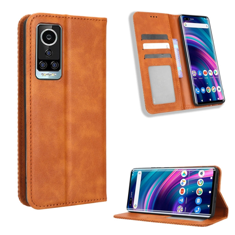 For BLU Bold N2 Magnetic Buckle Retro Texture Leather Phone Case