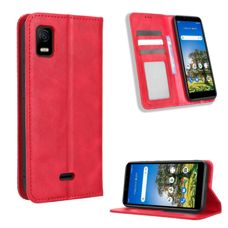 For AT&T Calypso 3 U328AA Magnetic Buckle Retro Texture Leather Phone Case