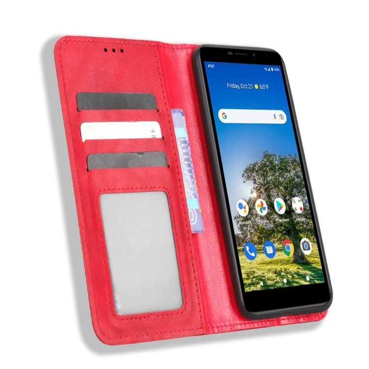 For AT&T Calypso 3 U328AA Magnetic Buckle Retro Texture Leather Phone Case