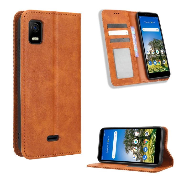 For AT&T Calypso 3 U328AA Magnetic Buckle Retro Texture Leather Phone Case