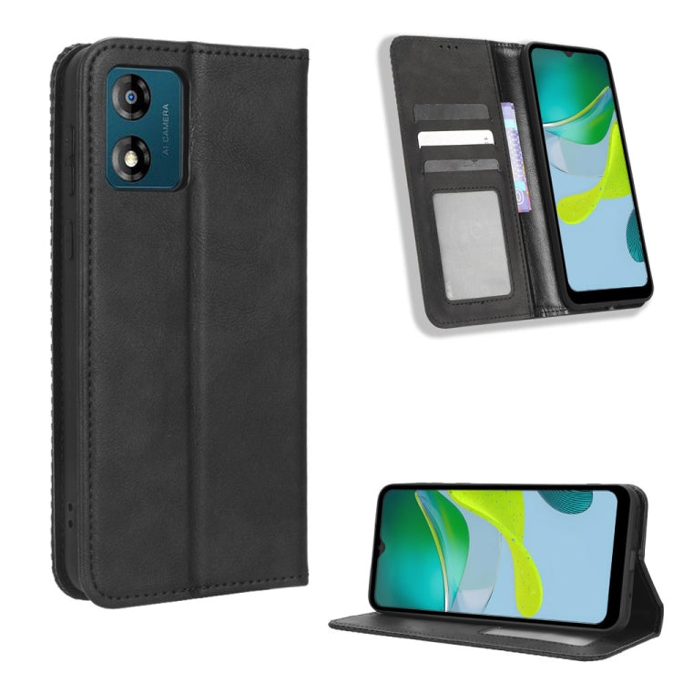 For Motorola Moto E13 4G Magnetic Buckle Retro Texture Leather Phone Case