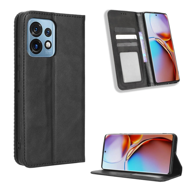 For Motorola Moto X40 Pro Magnetic Buckle Retro Texture Leather Phone Case