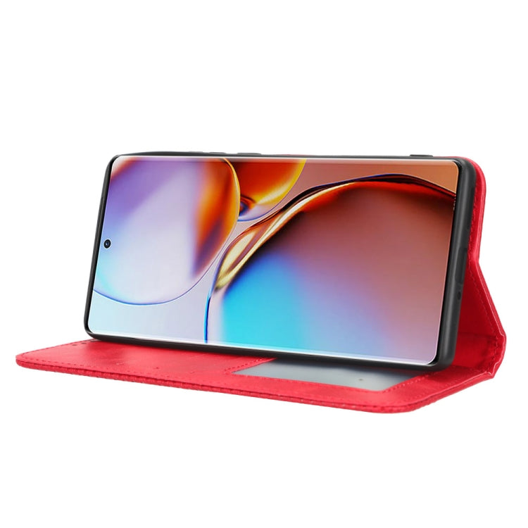 For Motorola Moto X40 Pro Magnetic Buckle Retro Texture Leather Phone Case