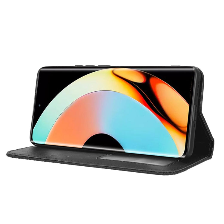 For Realme 10 Pro+ Magnetic Buckle Retro Texture Leather Phone Case