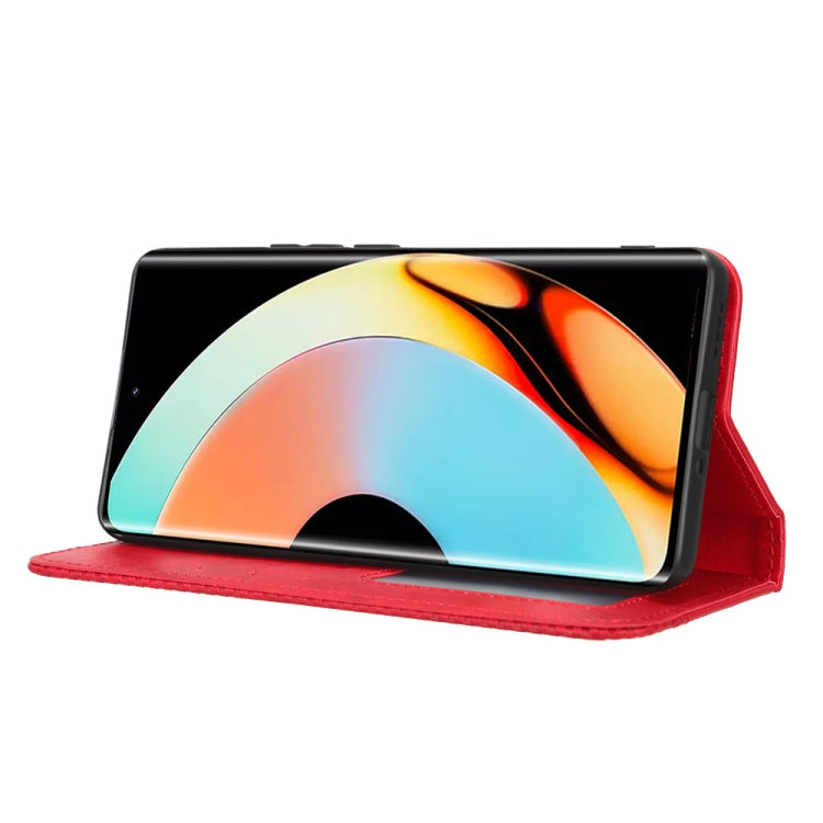 For Realme 10 Pro+ Magnetic Buckle Retro Texture Leather Phone Case