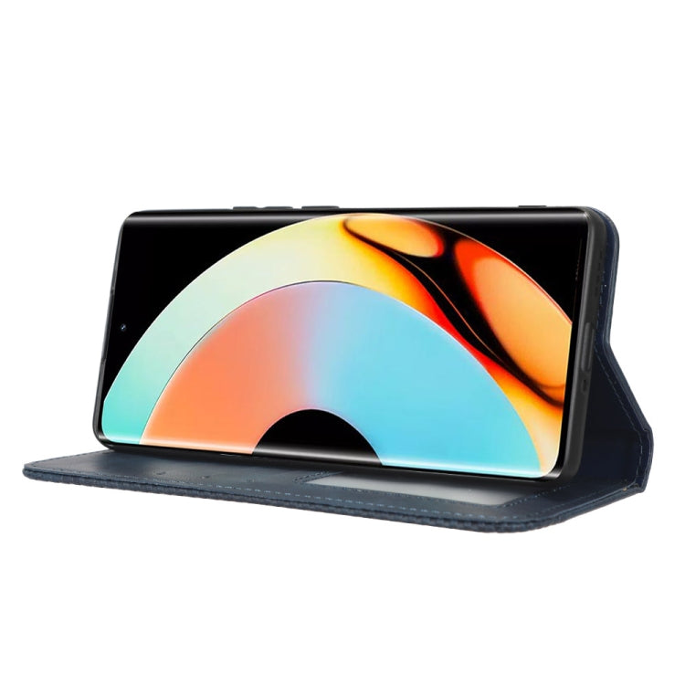 For Realme 10 Pro+ Magnetic Buckle Retro Texture Leather Phone Case