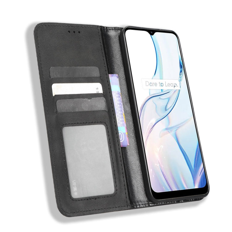 For Realme C30 / C30s Magnetic Buckle Retro Texture Leather Phone Case