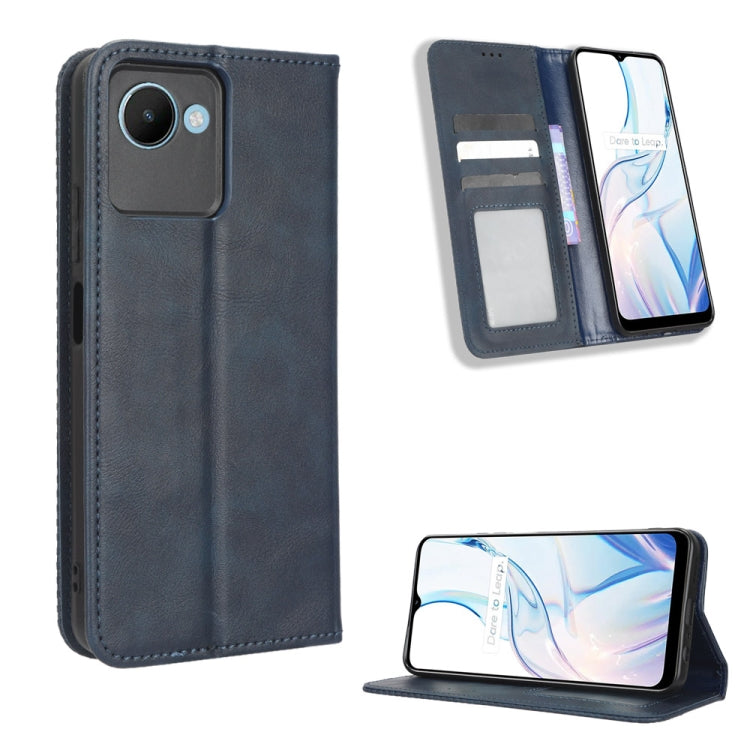 For Realme C30 / C30s Magnetic Buckle Retro Texture Leather Phone Case
