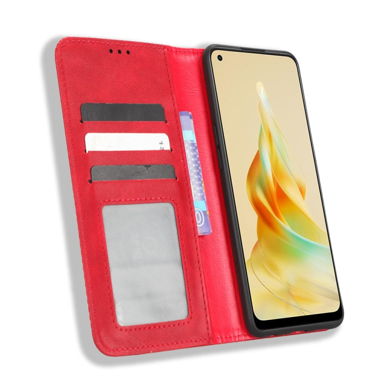 For OPPO Reno8 T 4G Magnetic Buckle Retro Texture Leather Phone Case