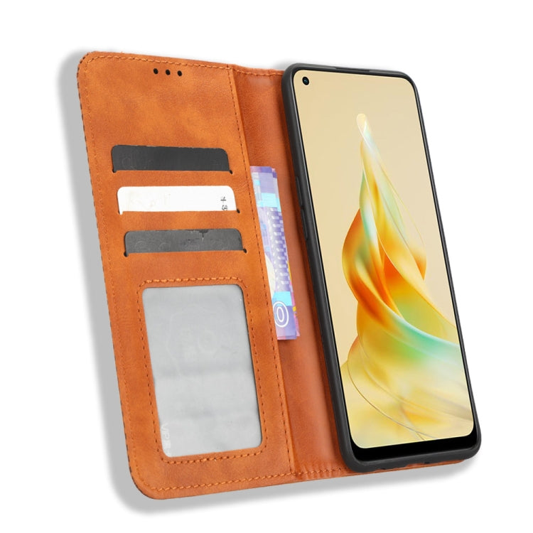 For OPPO Reno8 T 4G Magnetic Buckle Retro Texture Leather Phone Case