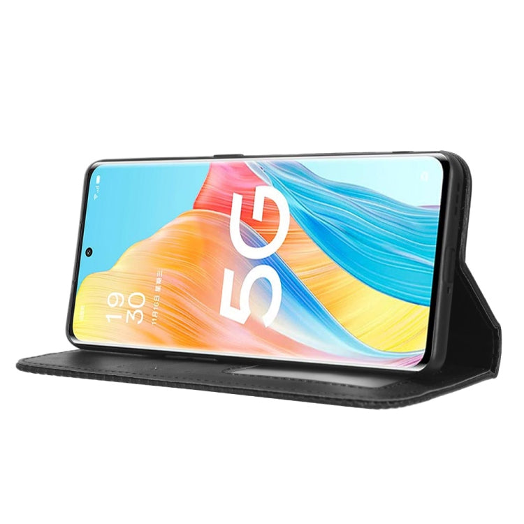 For OPPO Reno8 T 5G / A1 Pro Magnetic Buckle Retro Texture Leather Phone Case