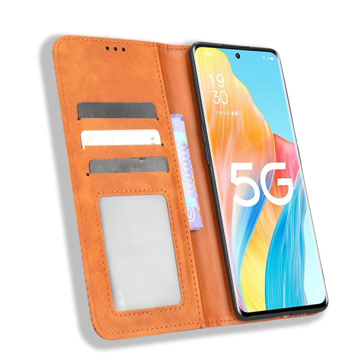 For OPPO Reno8 T 5G / A1 Pro Magnetic Buckle Retro Texture Leather Phone Case