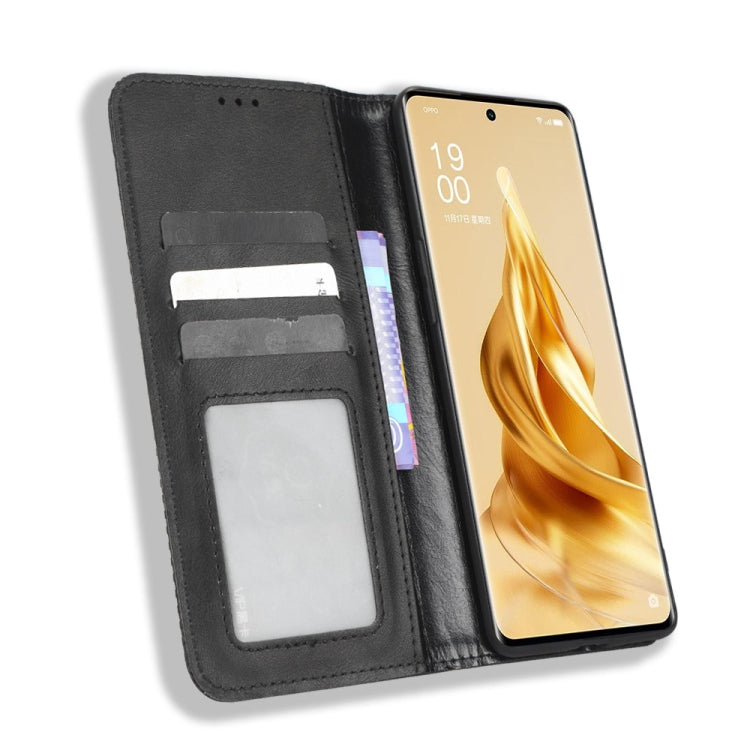 For OPPO Reno9 / Reno9 Pro 5G Magnetic Buckle Retro Texture Leather Phone Case