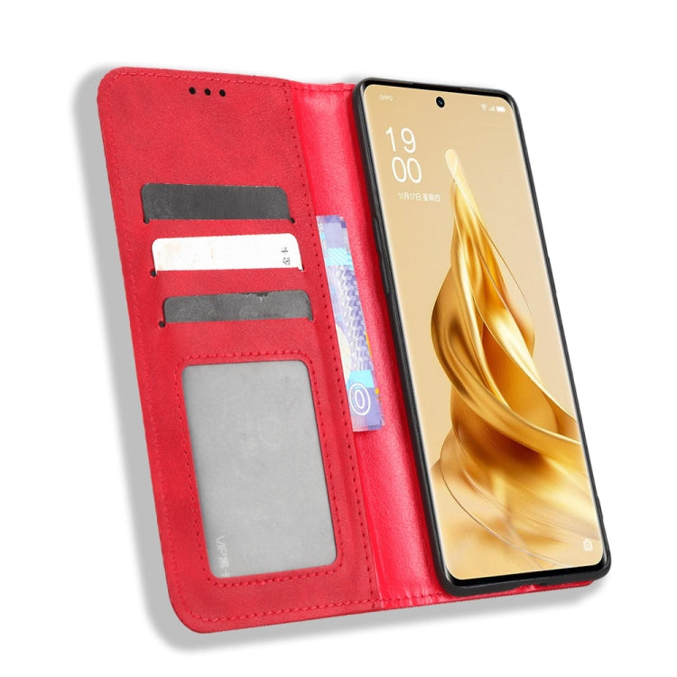 For OPPO Reno9 / Reno9 Pro 5G Magnetic Buckle Retro Texture Leather Phone Case