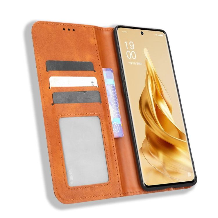 For OPPO Reno9 / Reno9 Pro 5G Magnetic Buckle Retro Texture Leather Phone Case