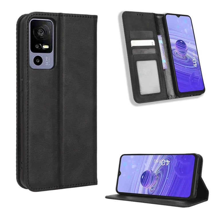For TCL 40 R 5G Magnetic Buckle Retro Texture Leather Phone Case