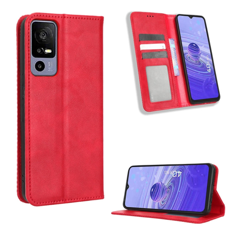 For TCL 40 R 5G Magnetic Buckle Retro Texture Leather Phone Case