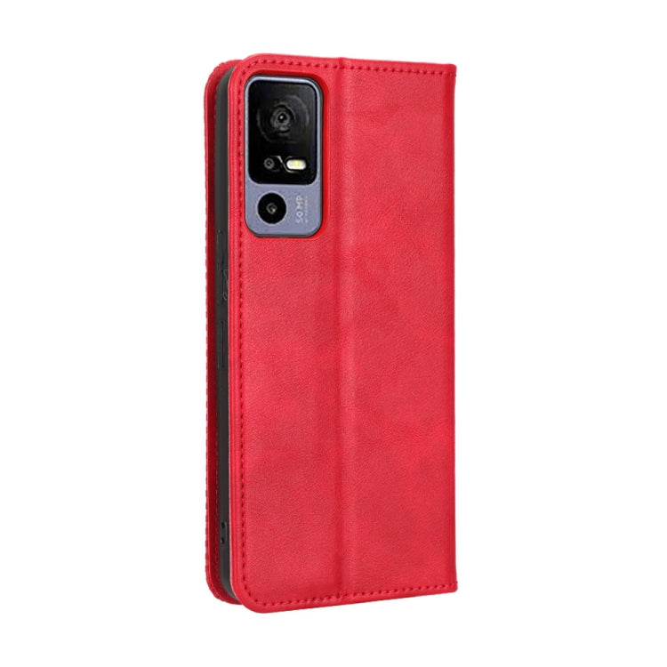 For TCL 40 R 5G Magnetic Buckle Retro Texture Leather Phone Case