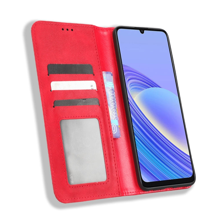 For TCL 40 SE Magnetic Buckle Retro Texture Leather Phone Case