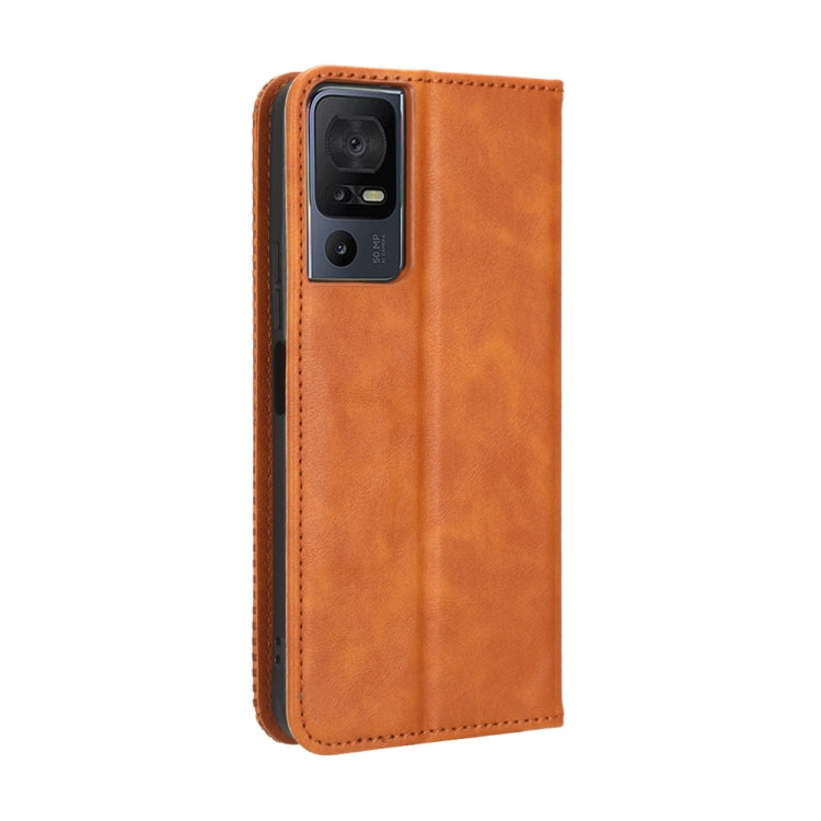 For TCL 40 SE Magnetic Buckle Retro Texture Leather Phone Case