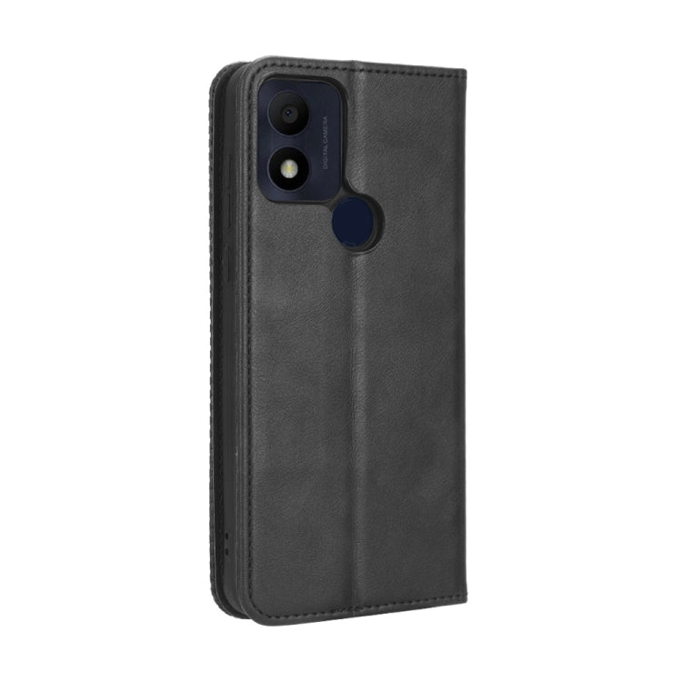 For TCL 305i Magnetic Buckle Retro Texture Leather Phone Case