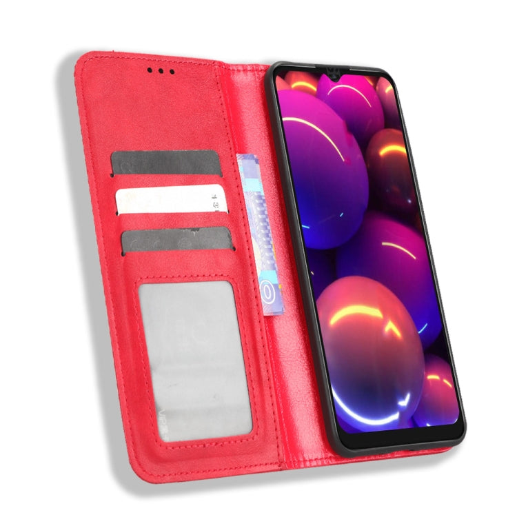 For TCL 305i Magnetic Buckle Retro Texture Leather Phone Case