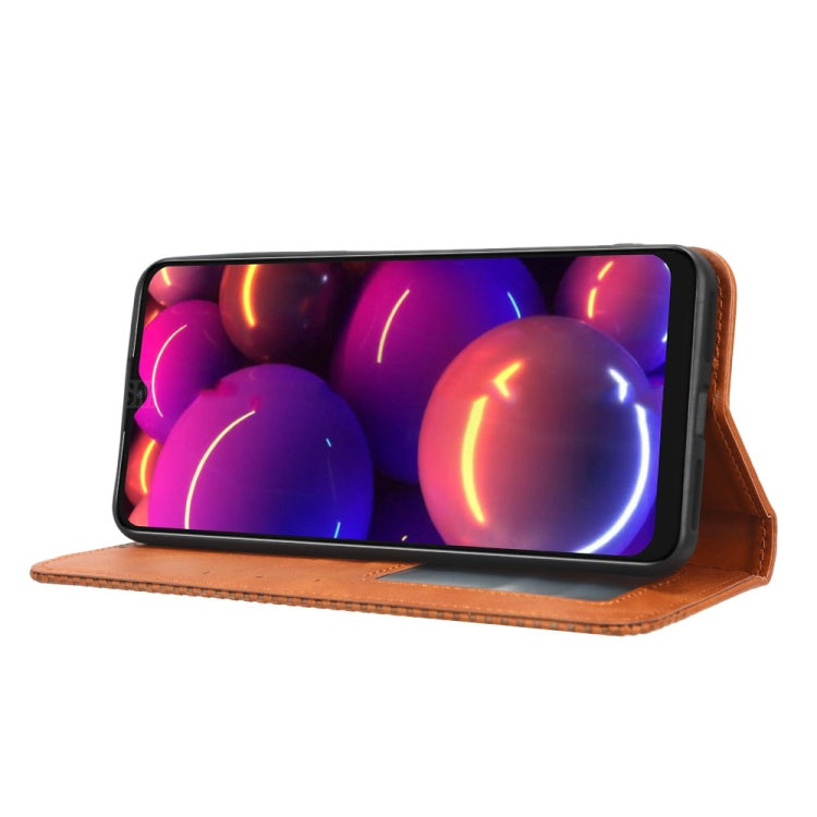 For TCL 305i Magnetic Buckle Retro Texture Leather Phone Case