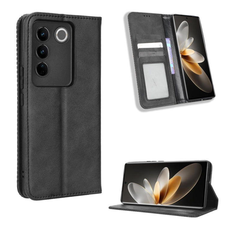 For vivo S16 Pro / S16 Magnetic Buckle Retro Texture Leather Phone Case