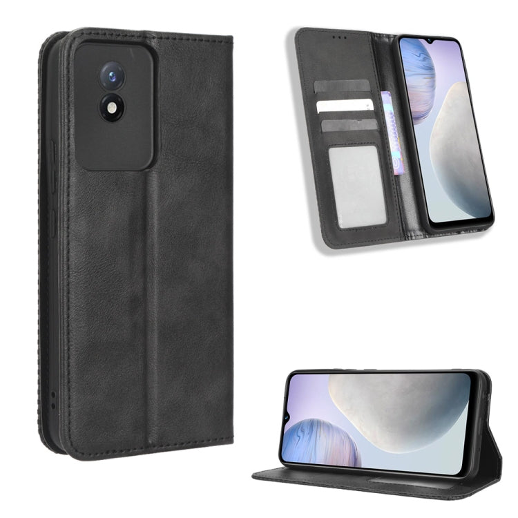 For vivo Y02 4G Magnetic Buckle Retro Texture Leather Phone Case