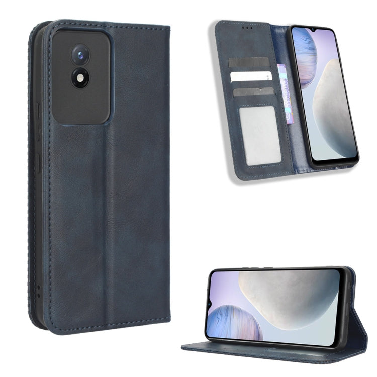 For vivo Y02 4G Magnetic Buckle Retro Texture Leather Phone Case
