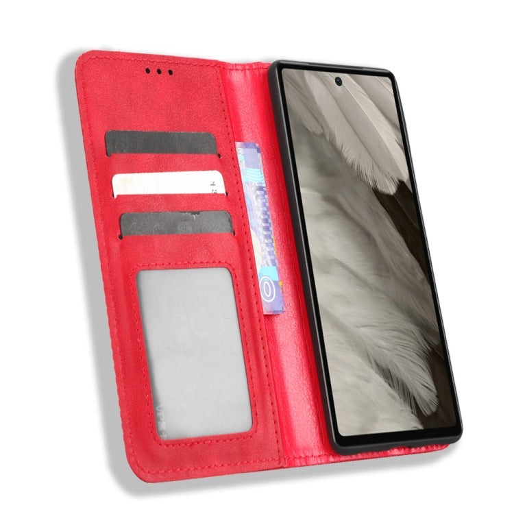 For Google Pixel 7a Magnetic Buckle Retro Texture Leather Phone Case