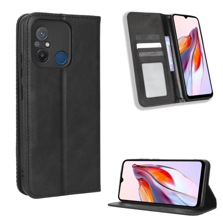 For Xiaomi Redmi 12C / 11A Magnetic Buckle Retro Texture Leather Phone Case