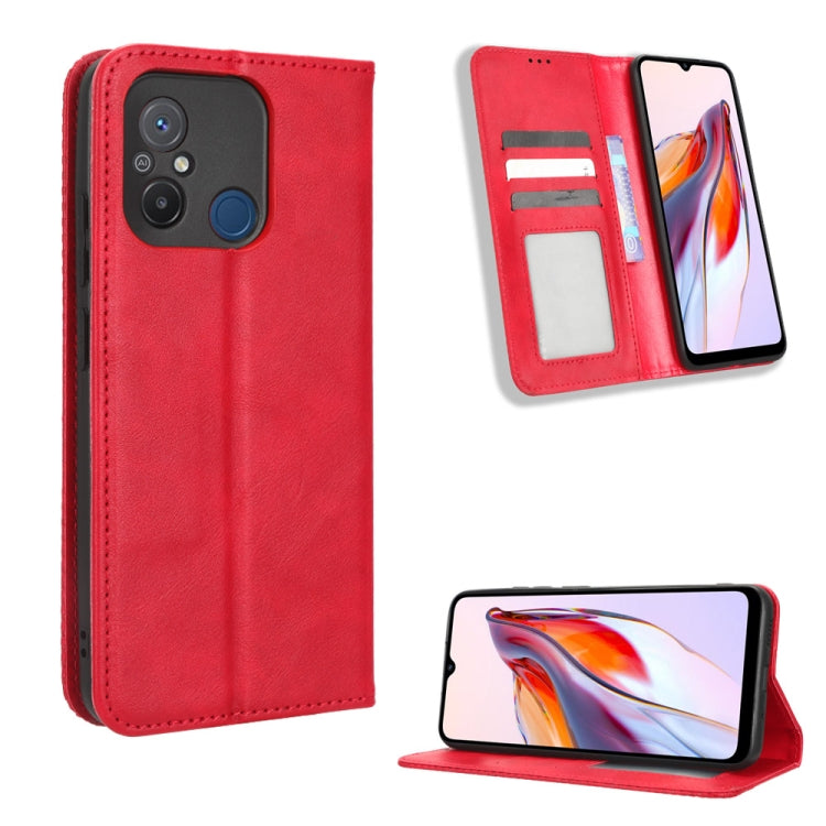 For Xiaomi Redmi 12C / 11A Magnetic Buckle Retro Texture Leather Phone Case